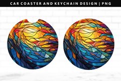 Stained Glass Keychain And Car Coaster Sublimation Design Product Image 1