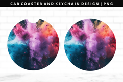 Rainbow Keychain And Car Coaster Sublimation Design Product Image 1