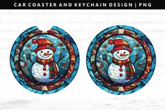 Snowman Keychain And Car Coaster Sublimation Design Product Image 1