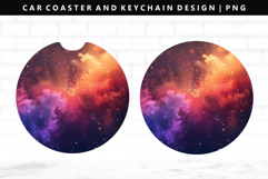 Rainbow Keychain And Car Coaster Sublimation Design Product Image 1