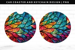 Stained Glass Keychain And Car Coaster Sublimation Design Product Image 1