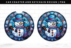 Snowman Keychain And Car Coaster Sublimation Design Product Image 1