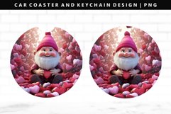 Loving Gnome Keychain And Car Coaster Sublimation Design Product Image 1