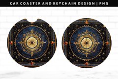 Mandala Keychain And Car Coaster Sublimation Design Product Image 1