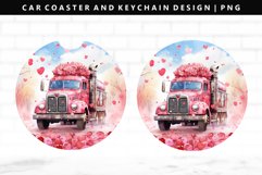 Truck Keychain And Car Coaster Sublimation Design Product Image 1