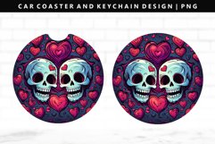 Skull Keychain And Car Coaster Sublimation Design Product Image 1