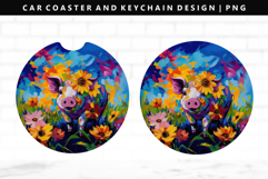 Pig Keychain And Car Coaster Sublimation Design Product Image 1