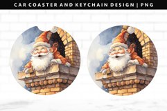 Funny Santa Keychain And Car Coaster Sublimation Design Product Image 1