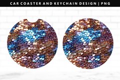 Sequin Keychain And Car Coaster Sublimation Design Product Image 1