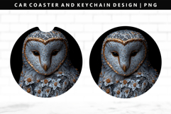 Owl Keychain And Car Coaster Sublimation Design Product Image 1