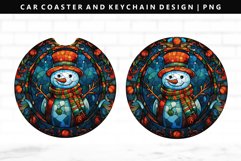 Snowman Keychain And Car Coaster Sublimation Design Product Image 1