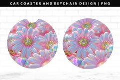 Flower Keychain And Car Coaster Sublimation Design Product Image 1