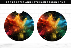 Rainbow Keychain And Car Coaster Sublimation Design Product Image 1