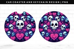 Skull Keychain And Car Coaster Sublimation Design Product Image 1