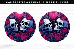 Skull Keychain And Car Coaster Sublimation Design Product Image 1