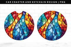 Stained Glass Keychain And Car Coaster Sublimation Design Product Image 1