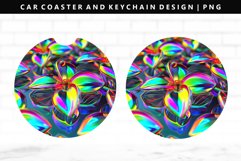 Flower Keychain And Car Coaster Sublimation Design Product Image 1