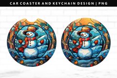 Snowman Keychain And Car Coaster Sublimation Design Product Image 1