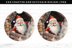 Funny Santa Keychain And Car Coaster Sublimation Design Product Image 1