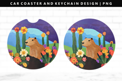 Capybara Keychain And Car Coaster Sublimation Design Product Image 1
