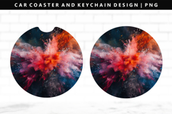 Rainbow Keychain And Car Coaster Sublimation Design Product Image 1