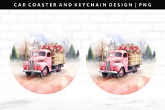Truck Keychain And Car Coaster Sublimation Design Product Image 1