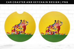 Capybara Keychain And Car Coaster Sublimation Design Product Image 1
