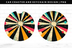 Retro Pop Art Keychain And Car Coaster Sublimation Design Product Image 1