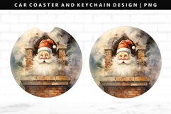 Funny Santa Keychain And Car Coaster Sublimation Design Product Image 1