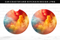 Rainbow Keychain And Car Coaster Sublimation Design Product Image 1
