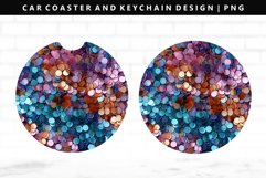 Sequin Keychain And Car Coaster Sublimation Design Product Image 1