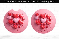 Puff Heart Keychain And Car Coaster Sublimation Design Product Image 1