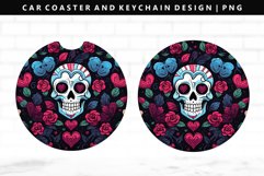 Skull Keychain And Car Coaster Sublimation Design Product Image 1