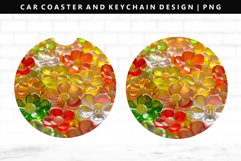 Flower Keychain And Car Coaster Sublimation Design Product Image 1