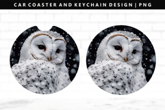 Owl Keychain And Car Coaster Sublimation Design Product Image 1