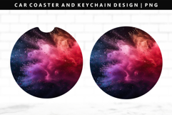 Rainbow Keychain And Car Coaster Sublimation Design Product Image 1