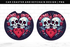Skull Keychain And Car Coaster Sublimation Design Product Image 1