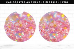 Flower Keychain And Car Coaster Sublimation Design Product Image 1