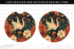 Hanafuda Keychain And Car Coaster Sublimation Design Product Image 1