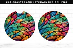 Stained Glass Keychain And Car Coaster Sublimation Design Product Image 1