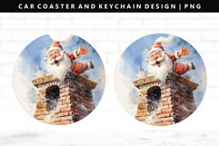 Funny Santa Keychain And Car Coaster Sublimation Design Product Image 1