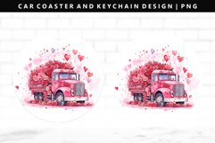 Truck Keychain And Car Coaster Sublimation Design Product Image 1