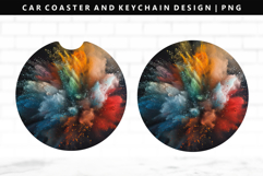 Rainbow Keychain And Car Coaster Sublimation Design Product Image 1