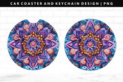 Mandala Keychain And Car Coaster Sublimation Design Product Image 1