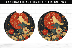 Hanafuda Keychain And Car Coaster Sublimation Design Product Image 1