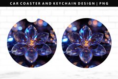 Flower Keychain And Car Coaster Sublimation Design Product Image 1