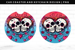 Skull Keychain And Car Coaster Sublimation Design Product Image 1