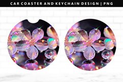 Flower Keychain And Car Coaster Sublimation Design Product Image 1