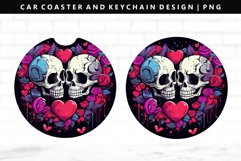 Skull Keychain And Car Coaster Sublimation Design Product Image 1