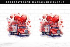 Truck Keychain And Car Coaster Sublimation Design Product Image 1